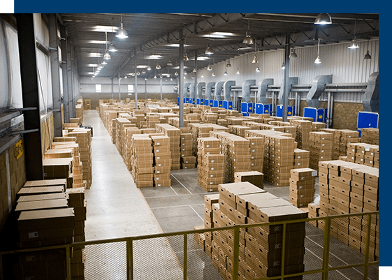 A warehouse filled with boxes of items.